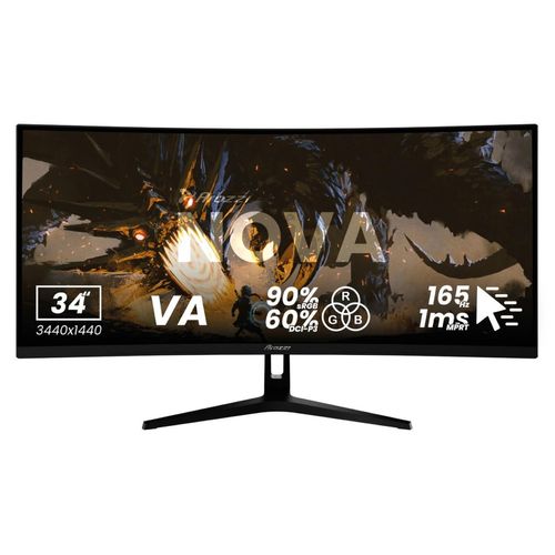 Arozzi Nova 34" Gaming Monitor - Gebogen - UWQHD VA - 165Hz - Schwarz