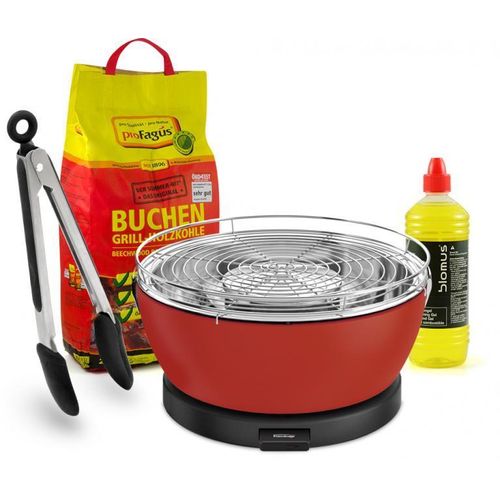 Feuerdesign Vesuvio rot Tischgrill-Set 4tlg.