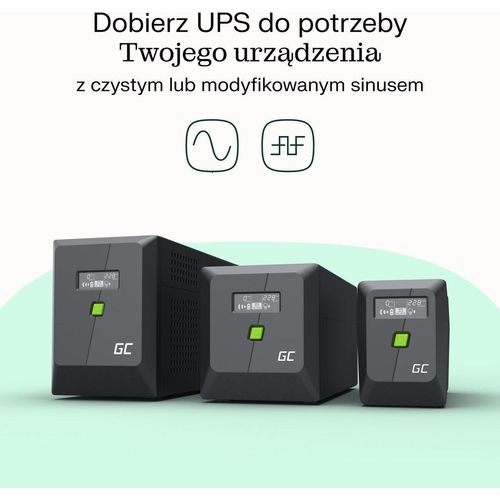 Green Cell , Line-Interaktiv, 0,75 kVA, 480 W, Pseudo sine, 220 V, 240 V