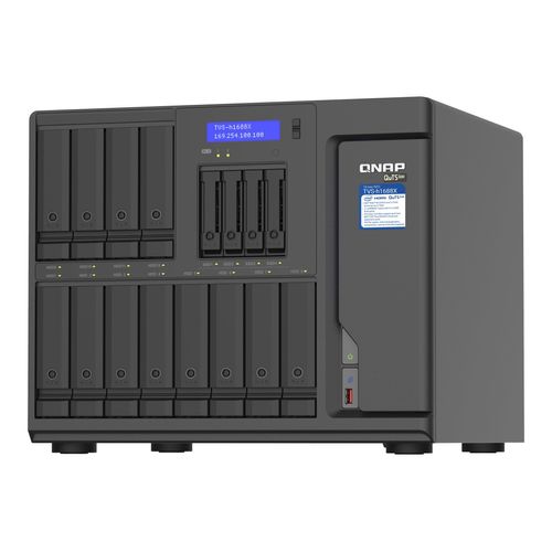 QNAP TVS-H1688X - NAS-Server - 16 Schächte - SATA 6Gb/s - RAID RAID 0, 1, 5, 6, 10, 50, JBOD, 5 Hot Spare, 6 Hot Spare, 60, 10-Hot-Spare, RAID TP - RAM 32 GB - Gigabit Ethernet / 2.5 Gigabit Ethernet / 10 Gigabit Ethernet - iSCSI Support