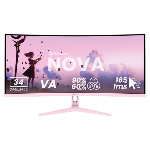 Arozzi Nova 34" Gaming Monitor - Gebogen - UWQHD VA - 165Hz - Rosa
