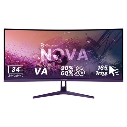 Arozzi Nova 34" Gaming Monitor - Gebogen - UWQHD VA - 165Hz - Violett
