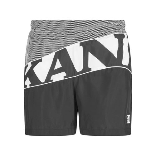 Shorts KARL KANI "Karl Kani Herren KM242-014-2 Wavy Retro Black Trackshorts", Herren, Gr. S, US-Größen, schwarz, weiß, 100% Polyester, normal, Hosen Shorts