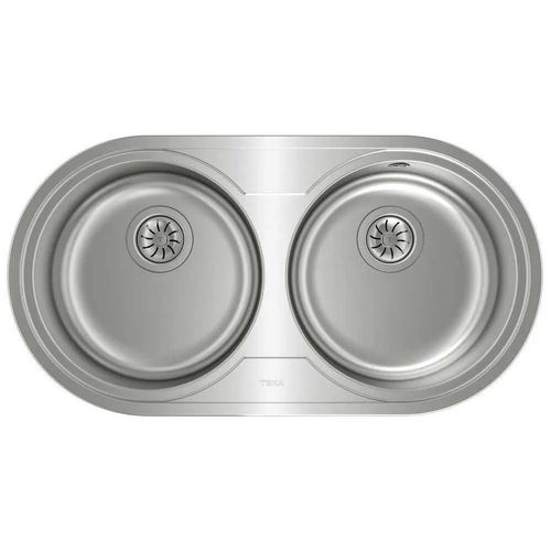 Teka DR 80 2C, Bündiges Waschbecken, Oval, Edelstahl, Edelstahl, 2 Becken, Kreis