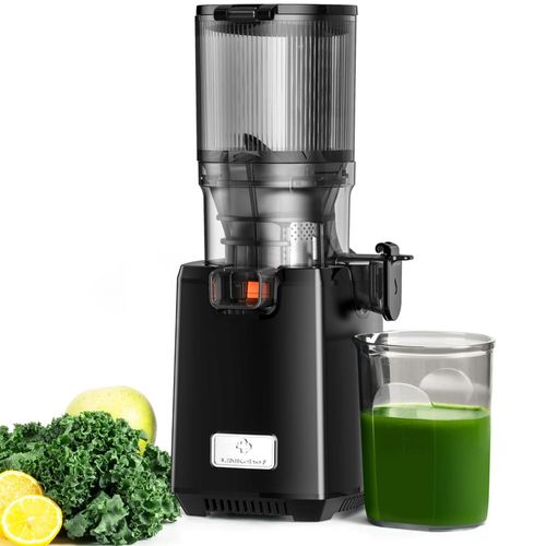 LINKChef SJ-052-EU-BL Slow Juicer, 1,8 l Fassungsvermögen, geeignet für Obst und Gemüse, mit Dreifach-Filtersystem, leicht zu reinigen – Schwarz
