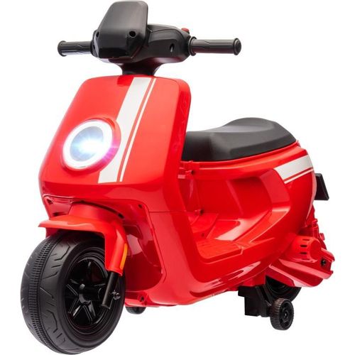 Fortuna Lai 6V Elektro-Motorrad für Kinder, mit Scheinwerfer und Musik, Vor- und Rückwärtsgang, Trainingsräder, 18-36 Monate, Rot
