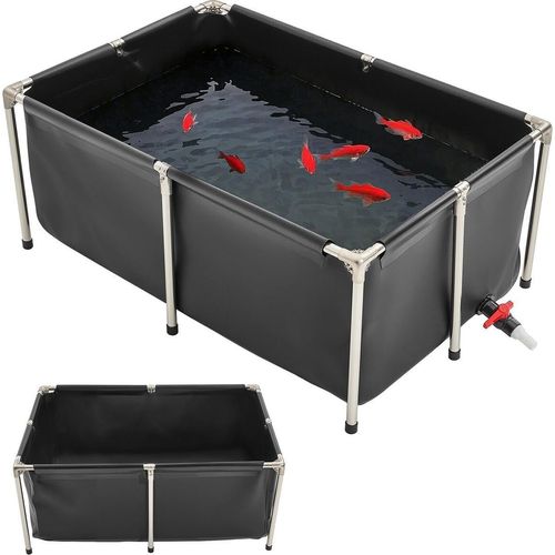Canvas-Fischteich, oberirdischer Koiteich, 126,8 Gallonen, rechteckiger Teich (schwarz)