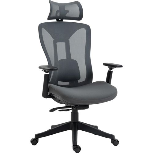 Bürostuhl Computerstuhl 135° Neigungsfunktion, höhenverstellbar, 70 cm x 66 cm x 120-128 cm, Grau
