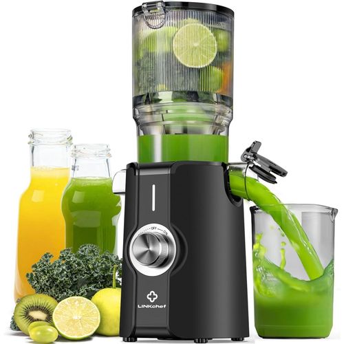 LINKChef Entsafter Slow Juicer Entsafter Gemüse und Obst mit 115 mm großem, Entsafter Kaltentsafter für ganze Früchte/Gemüse, Blitzreiniger