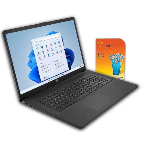 Schneller HP 17,3" Office Laptop – Intel Dual-Core - 8GB RAM - 512 SSD - Windows 11 Pro & MS Office Starter