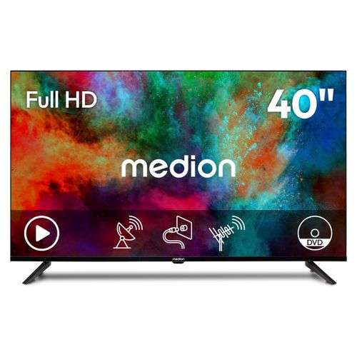 MEDION 100,3 cm (40 Zoll) Full HD Fernseher (integrierter DVD-Player, Triple Tuner Receiver DVB-T2 DVB-C DVB-S2, 2 x HDMI, USB, Sleeptimer, Mediaplayer, VESA, CI+, MD 840003)