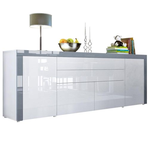 SIDEBOARD La Paz Weiß Hochglanz / Grau Hochglanz