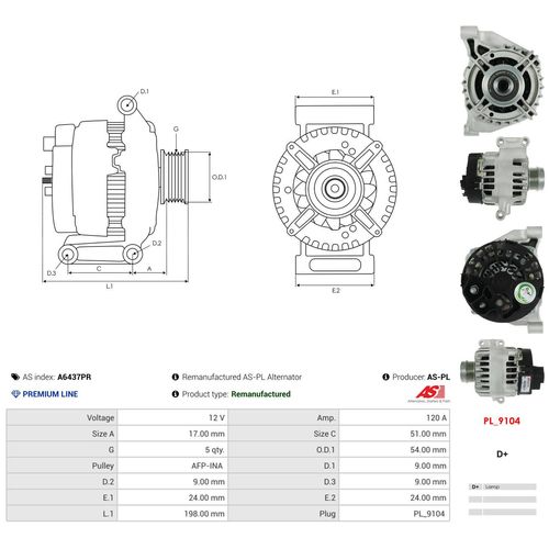 AS-PL Generator a6437pr für Fiat