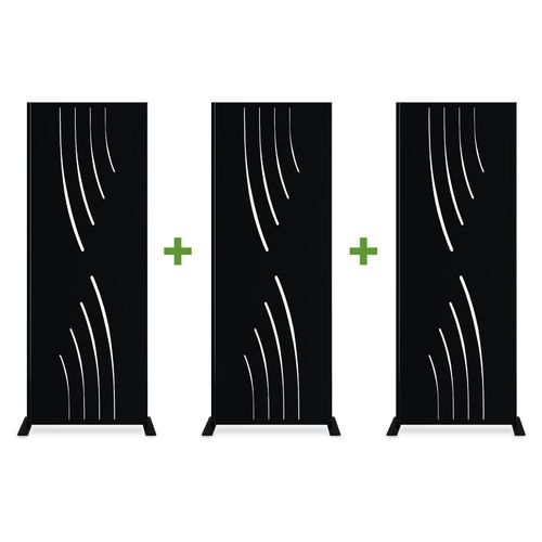 Set mit 3 Dekorplatten VELETA Schwarz H.160cm Vollmuster
