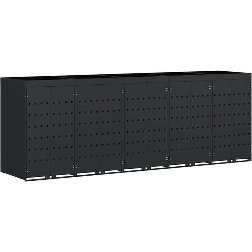 vidaXL Wagenmüllbehälter für 5 Behälter Schwarz 340 x 77,5 x 121,5 cm