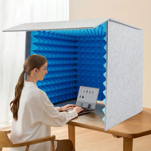 Tragbare Vokalkabine - Desktop Aufnahmekabine - 60 cm quadratisch - Faltbar - Schalldichte Sprecherbox für Sprachaufnahmen, Podcast, Videokonferenz