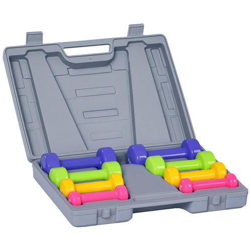 Kurzhantel Set - 10 kg Hantelset - 4 Paar 0,5–2 kg - mit Koffer - spritzlackierte Oberfläche - Armeegrün