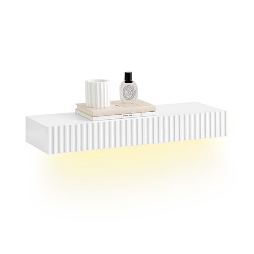 SCHWEBEREGAL mit Schublade Weiß, 60×20×8 cm