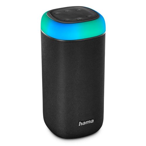 HAMA Bluetooth-Lautsprecher "Bluetooth Box LED 30 W Xtra Bass 360ᵒ Sound, wasserdicht nach IPX 4", schwarz, B:9,6cm H:19,5cm T:9,6cm, Lautsprecher