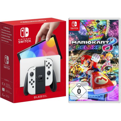 NINTENDO SWITCH Konsolen-Set "OLED", weiß, B:24,2cm H:1,39cm T:10,2cm, Spielekonsolen, inkl. Mario Kart 8 Deluxe