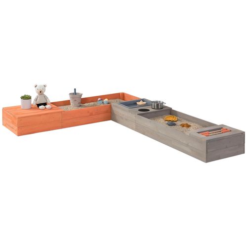 Sandkasten MUDDY BUDDY "Flexy Style", orange (warmgrau, lachs), Sandkästen, Kinder, B/H/L: 90cm x 20cm x 150cm, Massivholz, warmgrau - lachs, B:90cm H:20cm L:150cm