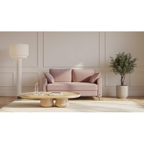 BRUNO Schlafsofa 140cm in Pink Blush Rosa | Flow | stabiles Massivholz & Boxspringkomfort