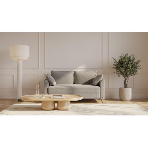 BRUNO Schlafsofa 140cm in Taupe Grau-Beige | Flow | stabiles Massivholz & Boxspringkomfort