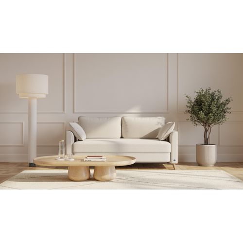 BRUNO Schlafsofa 160cm in Creme Ecru Beige | Flow | stabiles Massivholz & Boxspringkomfort