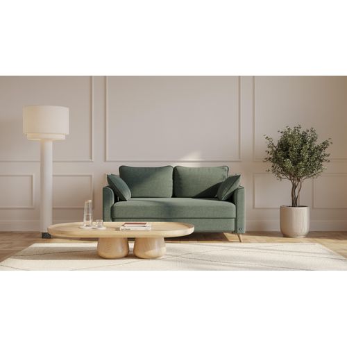 BRUNO Schlafsofa 140cm in Forest Green | stabiles Massivholz & Boxspringkomfort
