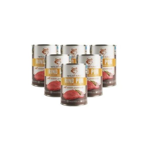 Wildfang Premium Nassfutter Rind pur – getreidefrei, 70% Fleisch, B.A.R.F.-Qualität 6x800 g