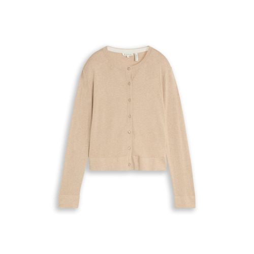 TOM TAILOR Damen Cardigan mit Seidenanteil, beige, Meliert, Gr. S