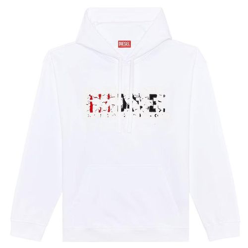 Diesel dubbel vernietigd logo witte hoodie
