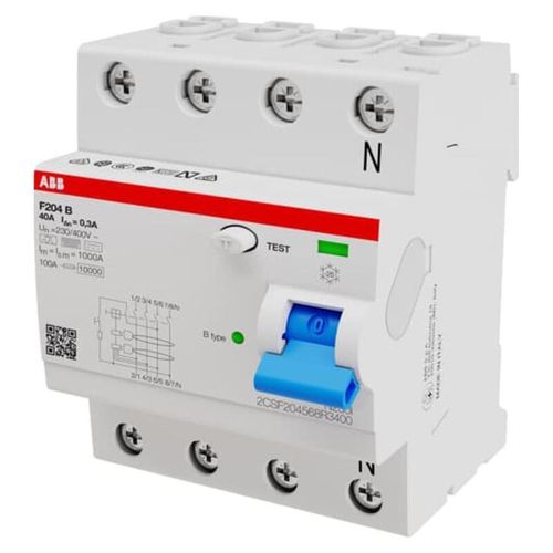 Stotz S&J FI-Schutzschalter TypB 4P 40A, 300mA, 3kA, 4TE F204B-40/0, 3-4TE