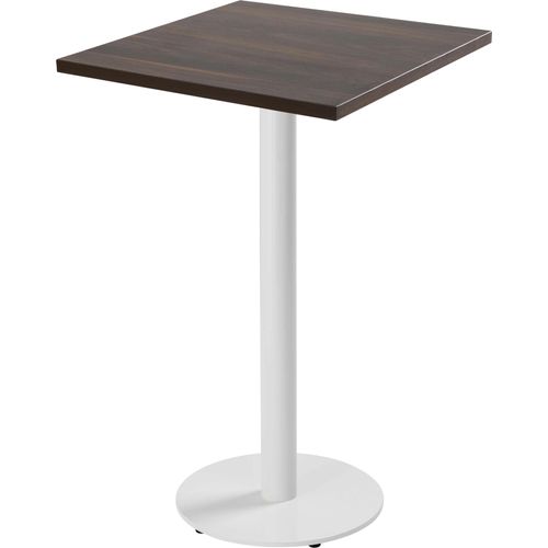 Tisch quadratisch 60 cm hoher weißer Fuß und dunkle Holzverkleidung - Oviala Rivoli