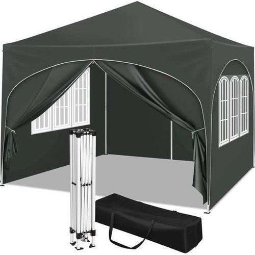 Wasserdichter Pavillon 3x3m dunkelgrau leicht aufzustellen