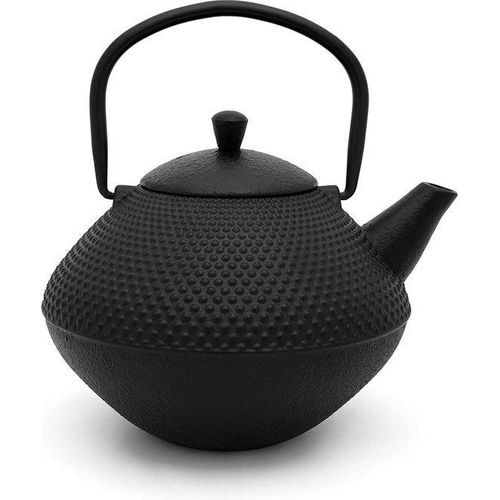 Gietijzeren 1,0-Liter-Theepot mit Theefilter - asiatisches Design - geölte schwarzer Guss
