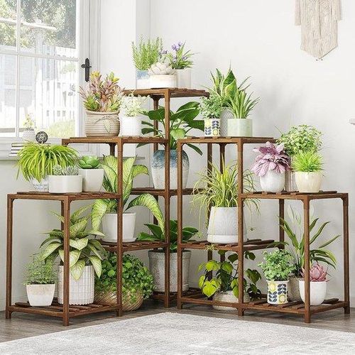 Holz-Blumenkasten 5-Schicht 11-Blumenstangen - Blumenkübel für Wohnräume und Außenbereiche