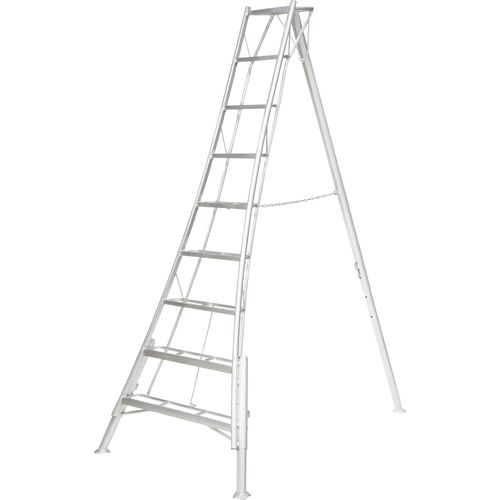Vielzweckleiter NIWAKI, silberfarben, B:127cm H:270cm L:210cm, Aluminium, Leitern, Gartenleiter, gleicht Unebenheiten im Gelände aus