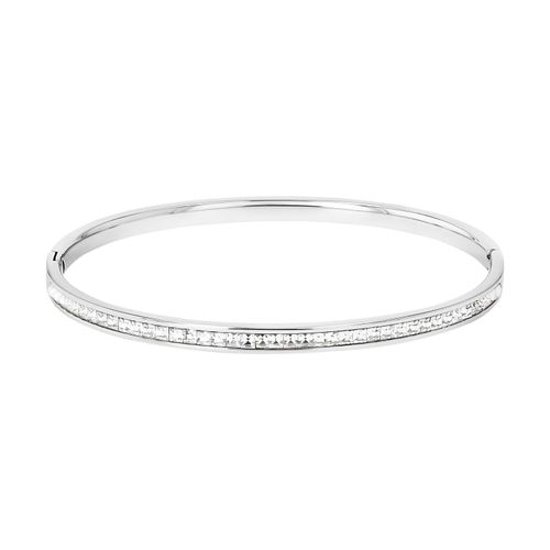Armreif TOM TAILOR, silber (edelstahlfarben, kristallweiß, kristallweiß), Armbänder, Damen, Edelstahl, Armreif, mit Kristallglas