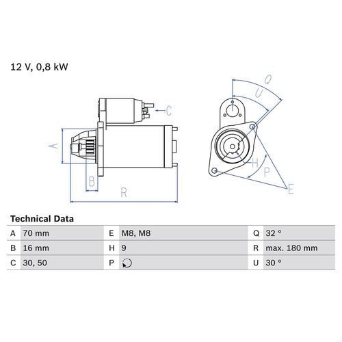 BOSCH Starter 0986022151 für Mercedes SMART