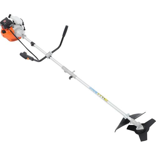 Rasentrimmer & Freischneider - Benzintrimmer 2‑Takt - Leistung 1,25 kW 6500 U/min - 3 Schneidköpfe - Tank 1,2 L - Kraftstoffgemisch 25:1 - Orange/Schwarz