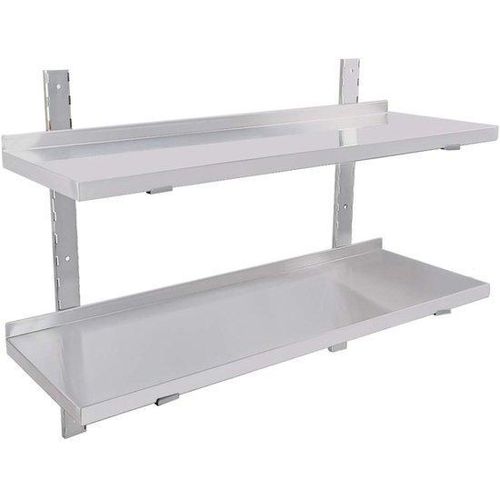 Rostfreier Wandplank 2-fach, 100 x 30 cm, Küchenplank, für Küche oder Wohnzimmer
