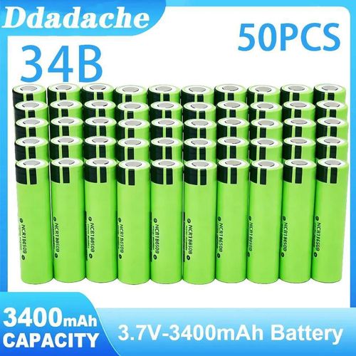 18650 Akkus - Wiederaufladbare Li-Ion Zellen - 3400 mAh - 3,7 V - 50er Pack - Nur Zellen - Für Taschenlampen
