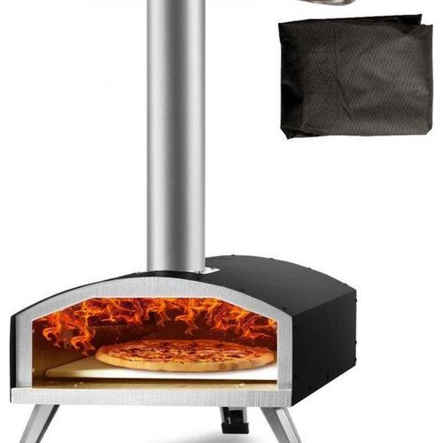 Portable Holzofen für Außen, 304,8mm, Holzpellet Holzkohle Pizzaofen, Edelstahl, bis 540°C, Holzpellet-Schaufel & Pizza Stein & Tragtas - Premium Holzofen für Garten