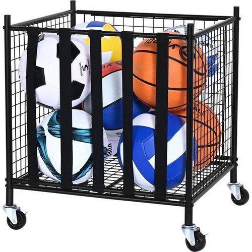 Sportballenhalter aus Stahl, 4-Schrauben-Sicherung, Raumsparend, multifunktional, ideal für Garagen, Spielgruppen, Sportvereine und Schulen