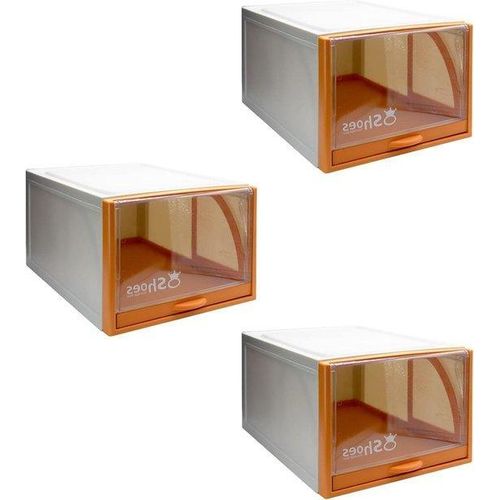 Orangerote Schuhbox mit abnehmbarem Fach - Orangerote stapelbare Schuhbox - Orangerote faltschließbare Schuhbox - Orangerote Schuhbox mit Raumersparnis - Orangerote 2-fach Schuhbox