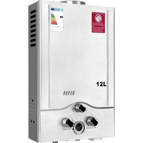Durchlauferhitzer für Garten-Dusche, 24 kW, 12 l/min, tragbar, 3s Aufheizzeit, Digitalanzeige