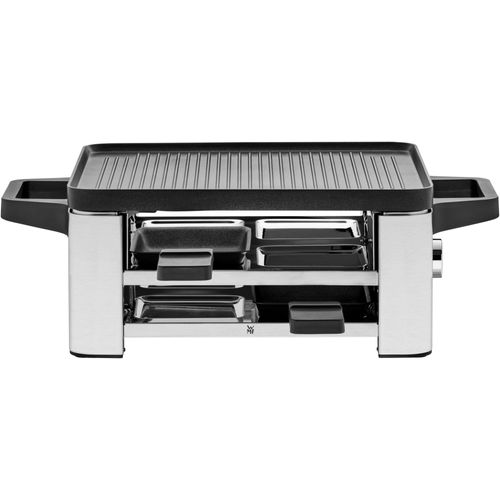 WMF Raclette "LONO", silber (cromargan), B:24cm H:12,2cm T:36,5cm, Raclettes, LED-Beleuchtung, Aufbewahrungsfach für unbenutzte Pfännchen
