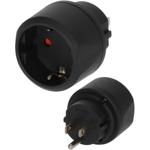 BRENNENSTUHL Reiseadapter "Typ F (Schutzkontakt) auf Typ B (USA)", schwarz, B:5cm H:7cm T:5cm, Adapter