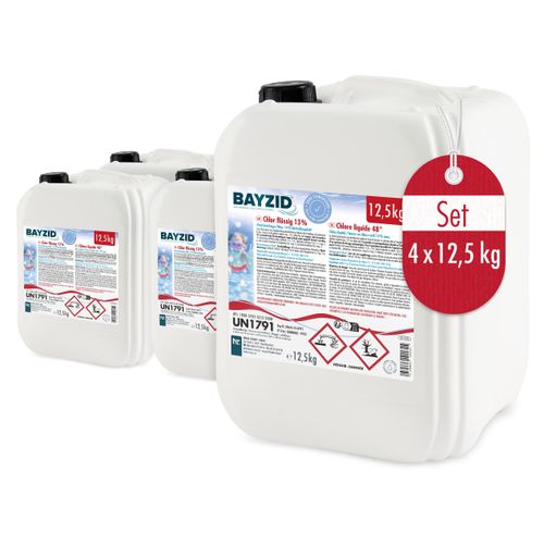 4x12,5 kg BAYZID® Flüssigchlor 13% zur effektiven Pool Desinfektion